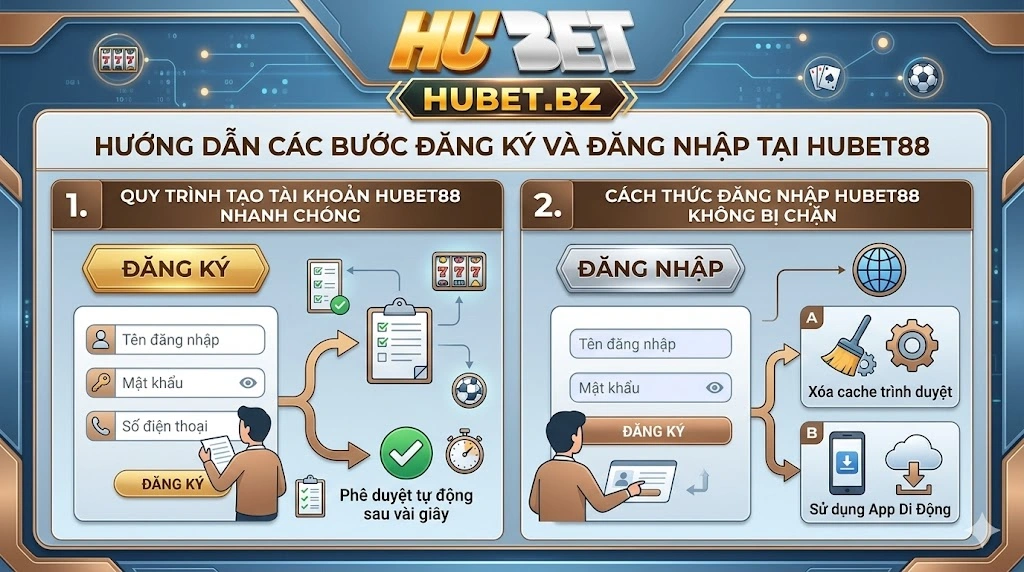 Hướng dẫn các bước đăng ký và đăng nhập tại Hubet88